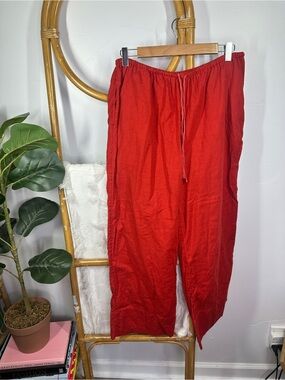 Free People Red Linen Drawstring Pants sz M